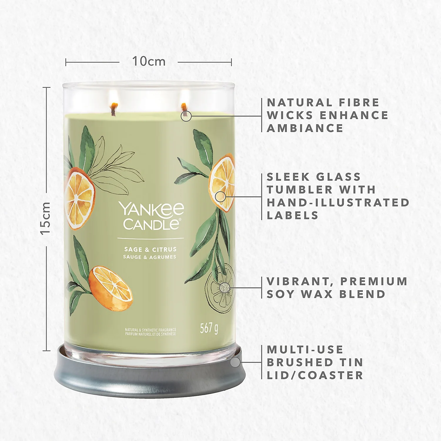 Yankee Candle Signature Jar Candle Large Tumbler Sage And Citrus 567g 4 Yankee Candle Signature Jar Candle Large Tumbler Sage And Citrus 567g - Image 4